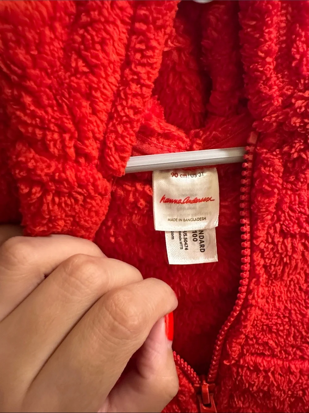 Hanna Andersson Bright Red Sherpa Zip Hoodie for Kids
